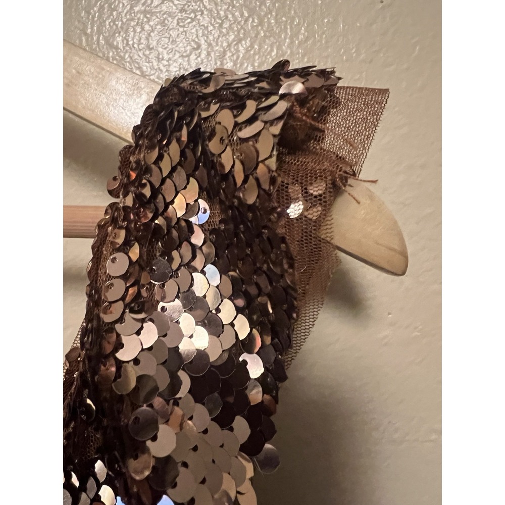 Anthropologie Free People Siren Sequin Mini Dress Lined Cocktail Party Bronze 4 - Picture 7 of 16